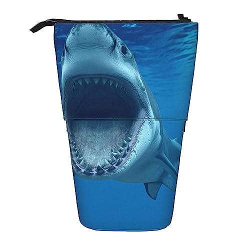 Sea Life Stiftehalter, Teleskop-Federmäppchen, Make-up-Tasche, Organizer für Büro, Weißer Hai, Einheitsgröße, Taschen-Organizer von OUSIKA