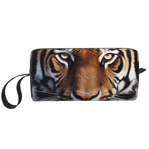 Tiger Kosmetiktasche für Damen, tragbare Make-up-Tasche, Reise-Aufbewahrungstasche, für den täglichen Gebrauch, große Kapazität, Kulturbeutel, weiß, Einheitsgröße von OUSIKA