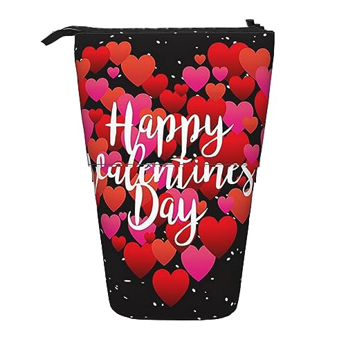 Valentine 's Herz Garten Bleistift Fall Langlebig Stehen Bis Bleistift Beutel Reise Comestic Tasche Aufbewahrungstasche Für Arbeit Büro, Schwarz , Einheitsgröße von OUSIKA