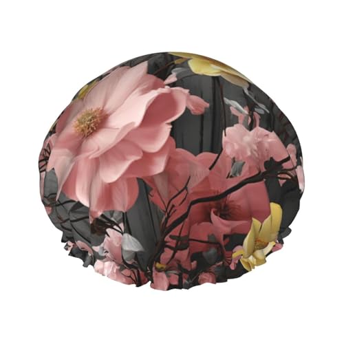 Wiederverwendbare Duschhaube für Damen, wasserdicht, doppellagig, Badehaube, Blumen-Wandkunst, Duschhut für Damen, Spa-Salon, große Größe für alle Haarlängen Wiederverwendbare Duschhaube für Damen, wasserdicht, doppellagig, Badehaube, Blumen-Wandkunst, Duschhut für Damen, Spa-Salon, große Größe für alle Haarlängen von OUSIKA
