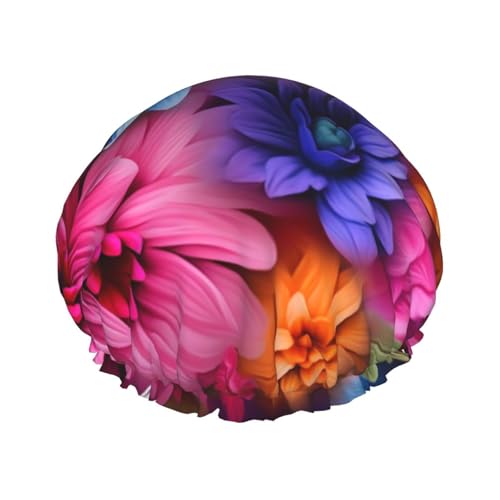 Wiederverwendbare Duschhaube für Damen, wasserdicht, doppellagig, Badehaube, farbige Blumen, Duschhut für Damen, Spa-Salon, große Größe für alle Haarlängen Wiederverwendbare Duschhaube für Damen, wasserdicht, doppellagig, Badehaube, farbige Blumen, Duschhut für Damen, Spa-Salon, große Größe für alle Haarlängen von OUSIKA