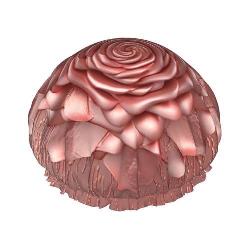 Wiederverwendbare Duschhaube für Frauen, wasserdichte Badekappen, doppellagig, Badehaarkappen, Roségold, Duschhut für Damen, Spa-Salon, große Größe für alle Haarlängen von OUSIKA
