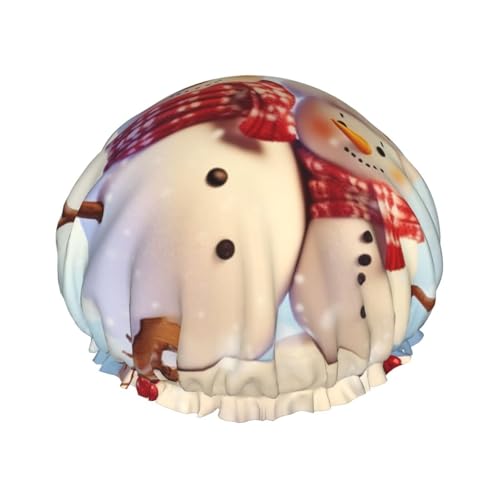 Wiederverwendbare Duschhaube für Frauen, wasserdichte Badekappen, doppellagig, Badehaarkappen, niedlicher Schneemänner, Weihnachtsduschhut für Damen, Spa-Salon, große Größe für alle Haarlängen Wiederverwendbare Duschhaube für Frauen, wasserdichte Badekappen, doppellagig, Badehaarkappen, niedlicher Schneemänner, Weihnachtsduschhut für Damen, Spa-Salon, große Größe für alle Haarlängen von OUSIKA