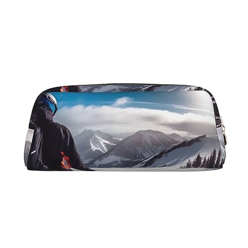 Winter Skifahren Make-up Tasche Leder Federmäppchen Reise Kulturbeutel Kosmetiktasche Täglich Aufbewahrungstasche für Frauen, gold, Einheitsgröße, Taschen-Organizer von OUSIKA