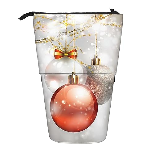 Xmas Balls Federmäppchen Langlebig Stehen Bis Bleistift Beutel Reise Comestic Tasche Aufbewahrungstasche Für Arbeit Büro, Schwarz , Einheitsgröße von OUSIKA