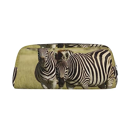 Zebras Print Bleistift Fall Wasserdicht Leder Bleistift Beutel Reise Comestic Tasche Aufbewahrungstasche Für Arbeit Büro, silber, Einheitsgröße, Kunst von OUSIKA