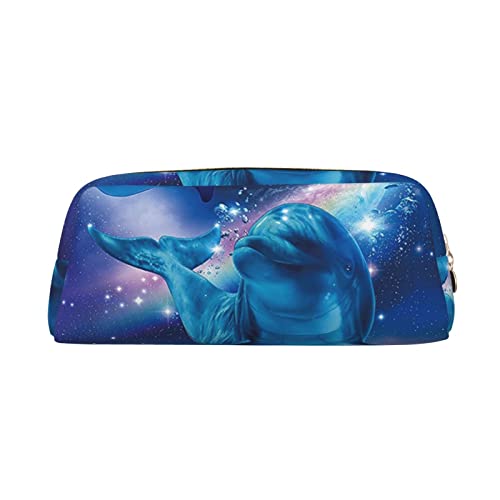 olphins in space Make-up-Tasche Leder Federmäppchen Reise Kulturbeutel Kosmetiktasche tägliche Aufbewahrungstasche für Frauen, gold, Einheitsgröße, Taschen-Organizer von OUSIKA