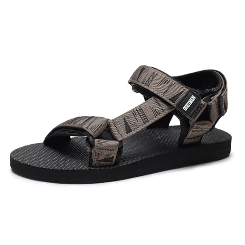 OUSIMEN Herren Sandalen Flache Verstellbare Langlebige Sportsandalen Bequem Offener Zehenbereich Lässige Sandalen Wandersport Schuhe von OUSIMEN