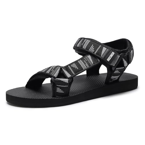 OUSIMEN Herren Sandalen Flache Verstellbare Langlebige Sportsandalen Bequem Offener Zehenbereich Lässige Sandalen Wandersport Schuhe von OUSIMEN