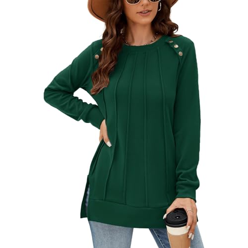 OUSIMEN Sweatshirt Damen Rundhals Langarm Pullover Ohne Kapuze Langarmshirt Herbst Winter Casual Oberteile Basic Shirts von OUSIMEN