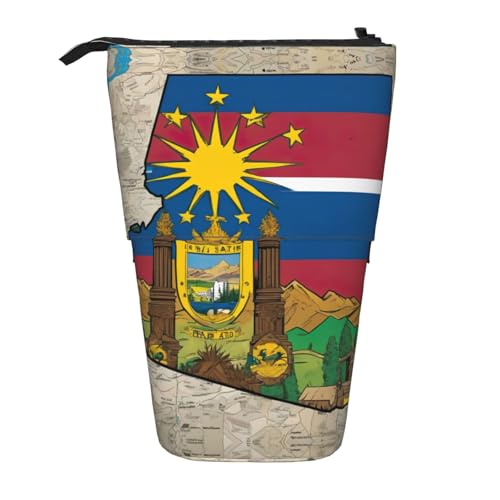 Abstrakte Idaho Staatsflagge Karte 02 Vertikales einziehbares Federmäppchen Schreibwarenbox für Erwachsene Büro Organizer Box von OUSXC