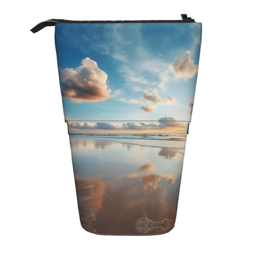 Beach Sky Vertikales einziehbares Federmäppchen, Schreibwaren-Box, Erwachsenen-Büro-Organizer-Box von OUSXC