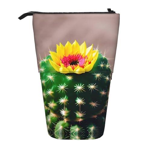 Blooming Cactus Vertikales einziehbares Federmäppchen, Schreibwaren-Box, Erwachsene, Büro, Organizer-Box von OUSXC