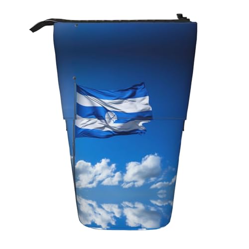 Blue Honduras Flag2 Vertikales einziehbares Federmäppchen Schreibwarenbox für Erwachsene, Büro, Organizer-Box von OUSXC