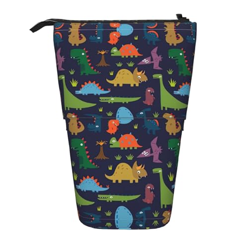 Dinosaurier-Palmblatt-Federmäppchen, vertikal, einziehbar, Schreibwaren-Box, Erwachsene, Büro, Organizer-Box von OUSXC