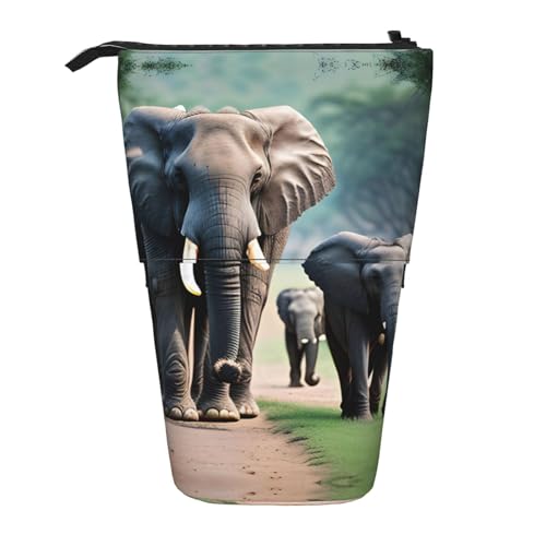 Elefantenfamilie, vertikales einziehbares Federmäppchen, Schreibwaren-Box, Erwachsene, Büro, Organizer-Box von OUSXC