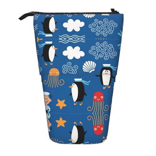 Federmäppchen mit Pinguin-Schildkröte, vertikal, einziehbar, Schreibwaren-Box, für Erwachsene, Büro, Organizer-Box von OUSXC