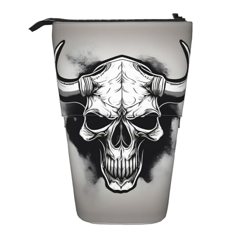 Federmäppchen mit Totenkopf-Motiv, vertikal, einziehbar, Schreibwarenbox, für Erwachsene, Büro von OUSXC