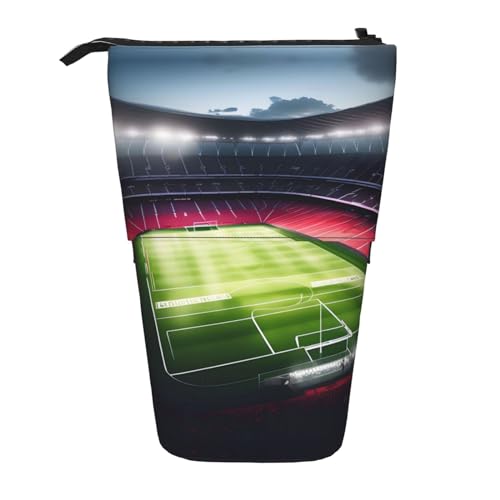 Federmappe mit vertikalem Einziehmechanismus in Stadionfußball-Optik, Satdiumfeld, Licht, Nachtlicht, Schreibwarenbox, für Erwachsene, Büro von OUSXC