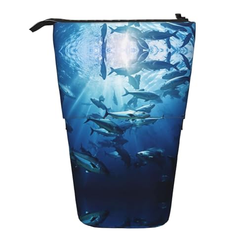 Fishs HD Vertikales einziehbares Federmäppchen, Schreibwaren-Box, Erwachsene, Büro, Organizer-Box von OUSXC