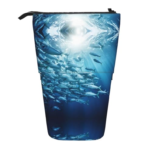 Fishs HD Vertikales einziehbares Federmäppchen, Schreibwaren-Box, Erwachsene, Büro, Organizer-Box von OUSXC