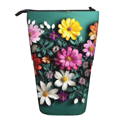 Flower Art vertikales einziehbares Federmäppchen, Schreibwaren-Box, Erwachsene, Büro, Organizer-Box von OUSXC