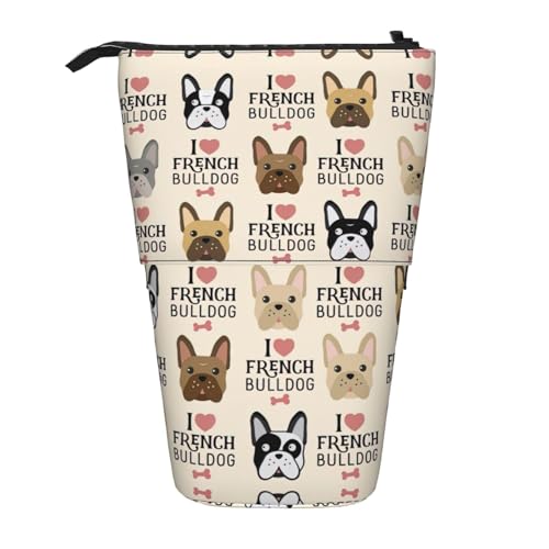 Französischer Hund, vertikal, einziehbar, Federmäppchen, Schreibwaren-Box, für Erwachsene, Büro, Organizer-Box von OUSXC
