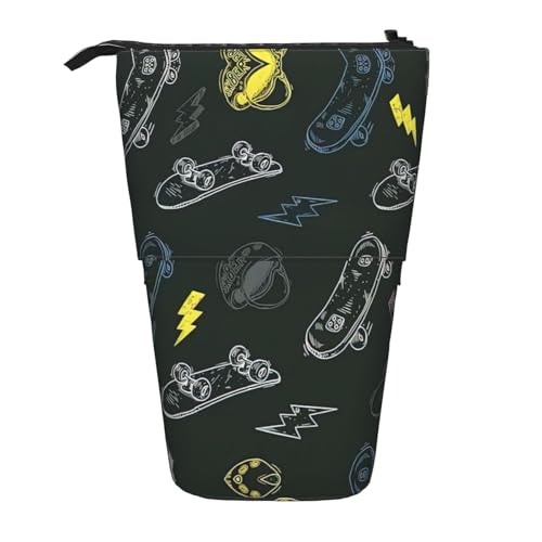 Graffiti-Skateboard-Federmäppchen, vertikal, einziehbar, Schreibwaren-Box, Erwachsene, Büro, Organizer-Box von OUSXC