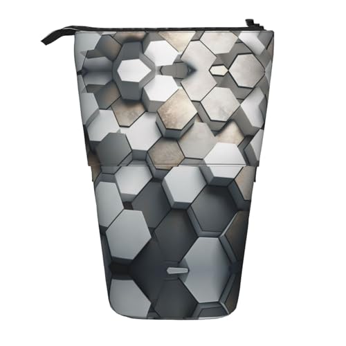 Graues Mosaik-Federmäppchen, vertikal, einziehbar, Schreibwaren-Box, Erwachsene, Büro, Organizer-Box von OUSXC