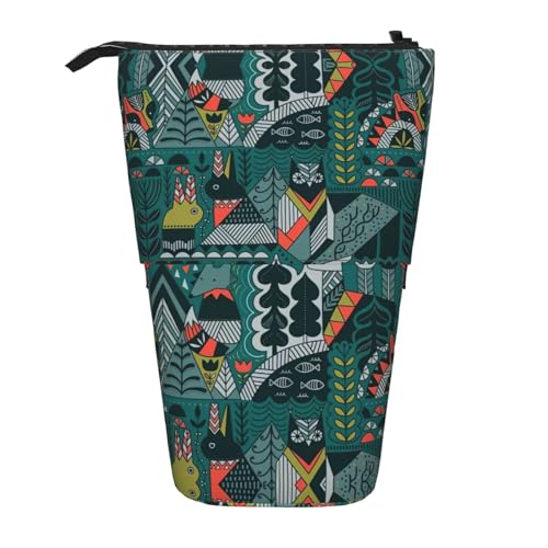 Green Animals Vertikales einziehbares Federmäppchen, Schreibwaren-Box, Erwachsene, Büro, Organizer-Box von OUSXC