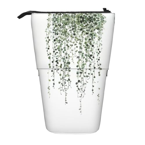 Green Plants Vertikales einziehbares Federmäppchen, Schreibwaren-Box, Erwachsene, Büro, Organizer-Box von OUSXC