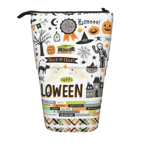 Halloween Scrapbook Vertikal einziehbares Federmäppchen Schreibwarenbox Erwachsene Büro Organizer Box von OUSXC