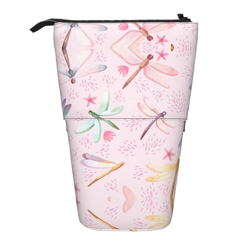 Handbemalte Libelle, vertikal, einziehbares Federmäppchen, Schreibwaren-Box, Erwachsenen-Büro-Organizer-Box von OUSXC