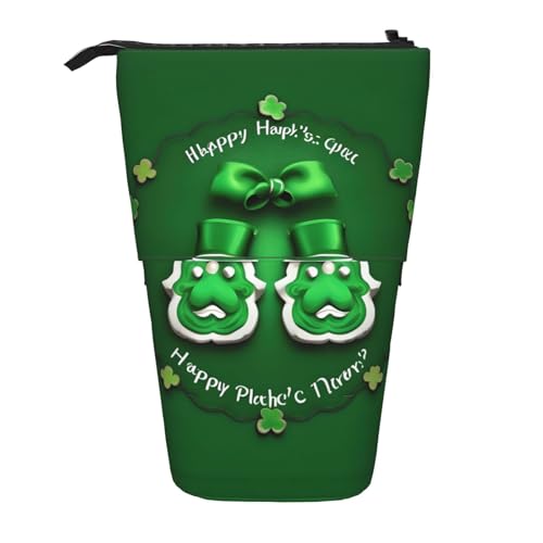 Happy St. Patrick's Day vertikales einziehbares Federmäppchen Schreibwarenbox für Erwachsene Büro Organizer Box von OUSXC