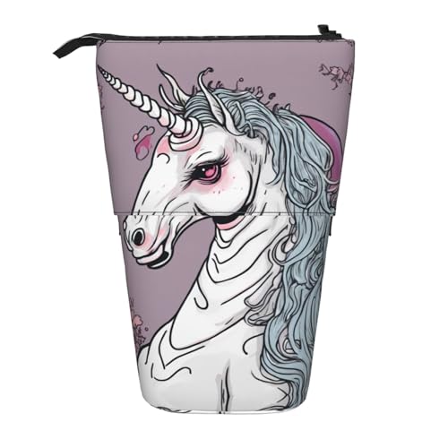 Horrible Unicorn02 Vertikales einziehbares Federmäppchen, Schreibwaren-Box, Erwachsene, Büro, Organizer-Box von OUSXC