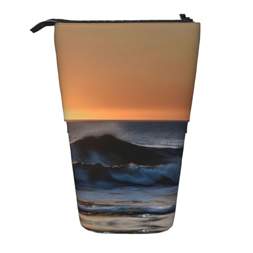 Last Sun Rays Of Over The Sea Waves Vertikales einziehbares Federmäppchen Schreibwarenbox für Erwachsene Büro Organizer Box von OUSXC