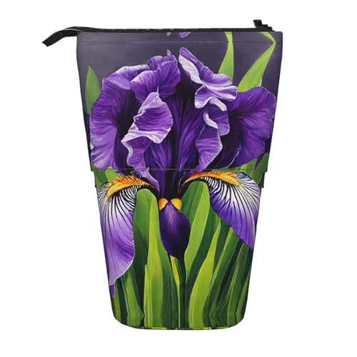 Lila Iris01 Vertikales einziehbares Federmäppchen, Schreibwaren-Box, Erwachsene, Büro, Organizer-Box von OUSXC
