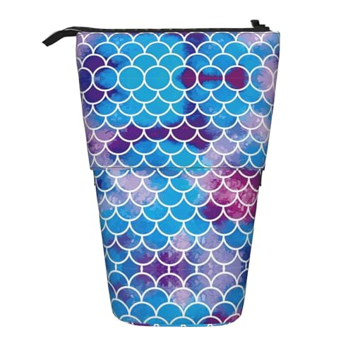 Meerjungfrauen-Fischschuppen-Federmäppchen, vertikal, einziehbar, Schreibwaren-Box, für Erwachsene, Büro, Organizer-Box von OUSXC