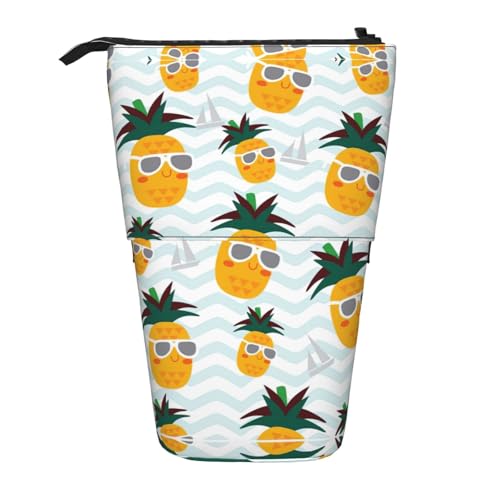 Niedliche Ananas-Federmäppchen, vertikal, einziehbar, Schreibwaren-Box, Erwachsene, Büro, Organizer-Box von OUSXC