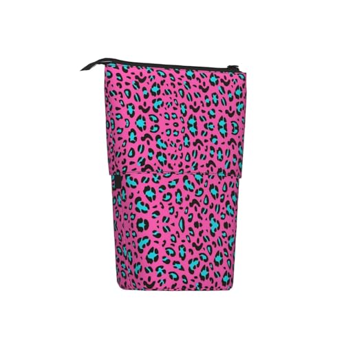 Niedliches Leopardenmuster, vertikal, einziehbar, Federmäppchen, Schreibwaren-Box, für Erwachsene, Büro, Organizer-Box von OUSXC