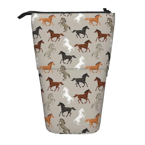 Niedliches Pferd, vertikal, einziehbar, Federmäppchen, Schreibwaren-Box, für Erwachsene, Büro, Organizer-Box von OUSXC