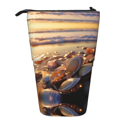 Ocean Beach Muschel Perle Vertikal einziehbares Federmäppchen Schreibwarenbox Erwachsene Büro Organizer Box von OUSXC