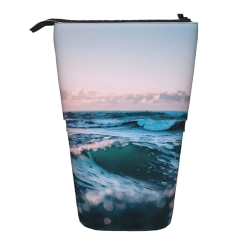 Ocean Waves, vertikales einziehbares Federmäppchen, Schreibwaren-Box, Erwachsene, Büro, Organizer-Box von OUSXC