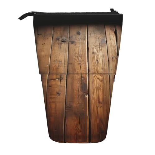 Planks verwittertes altes Federmäppchen, vertikal, einziehbar, Schreibwarenbox, für Erwachsene, Büro, Organizer-Box von OUSXC