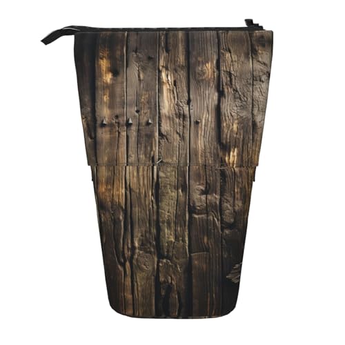 Planks verwittertes altes Federmäppchen, vertikal, einziehbar, Schreibwarenbox, für Erwachsene, Büro, Organizer-Box von OUSXC