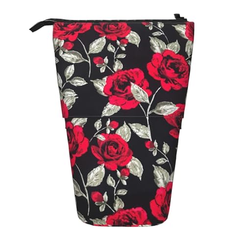 Red Rose Garden Vertikales einziehbares Federmäppchen Schreibwarenbox für Erwachsene Büro Organizer Box von OUSXC