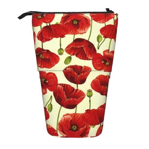 Rote Blume. Vertikales einziehbares Federmäppchen, Schreibwaren-Box, Erwachsene, Büro, Organizer-Box von OUSXC