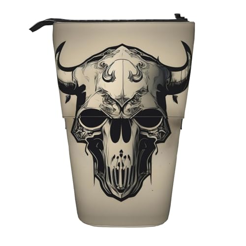 Runner Bull-Totenkopf-Federmäppchen, vertikal, einziehbar, Schreibwaren-Box, für Erwachsene, Büro, Organizer-Box von OUSXC