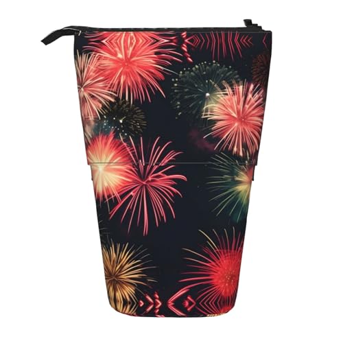 Schönes Feuerwerk vertikales einziehbares Federmäppchen Schreibwarenbox für Erwachsene Büro Organizer Box von OUSXC