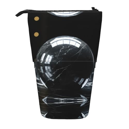 Schwarzes strukturiertes Marmor-Federmäppchen, vertikal, einziehbar, Schreibwaren-Box, für Erwachsene, Büro, Organizer-Box von OUSXC